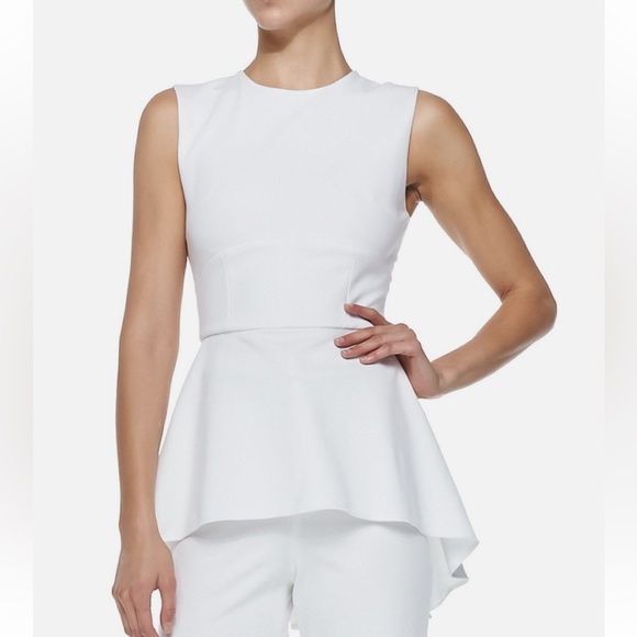 Alexander McQueen 2013 white Cotton Draped High Low Peplum crew neck Tank Top - Picture 5 of 14